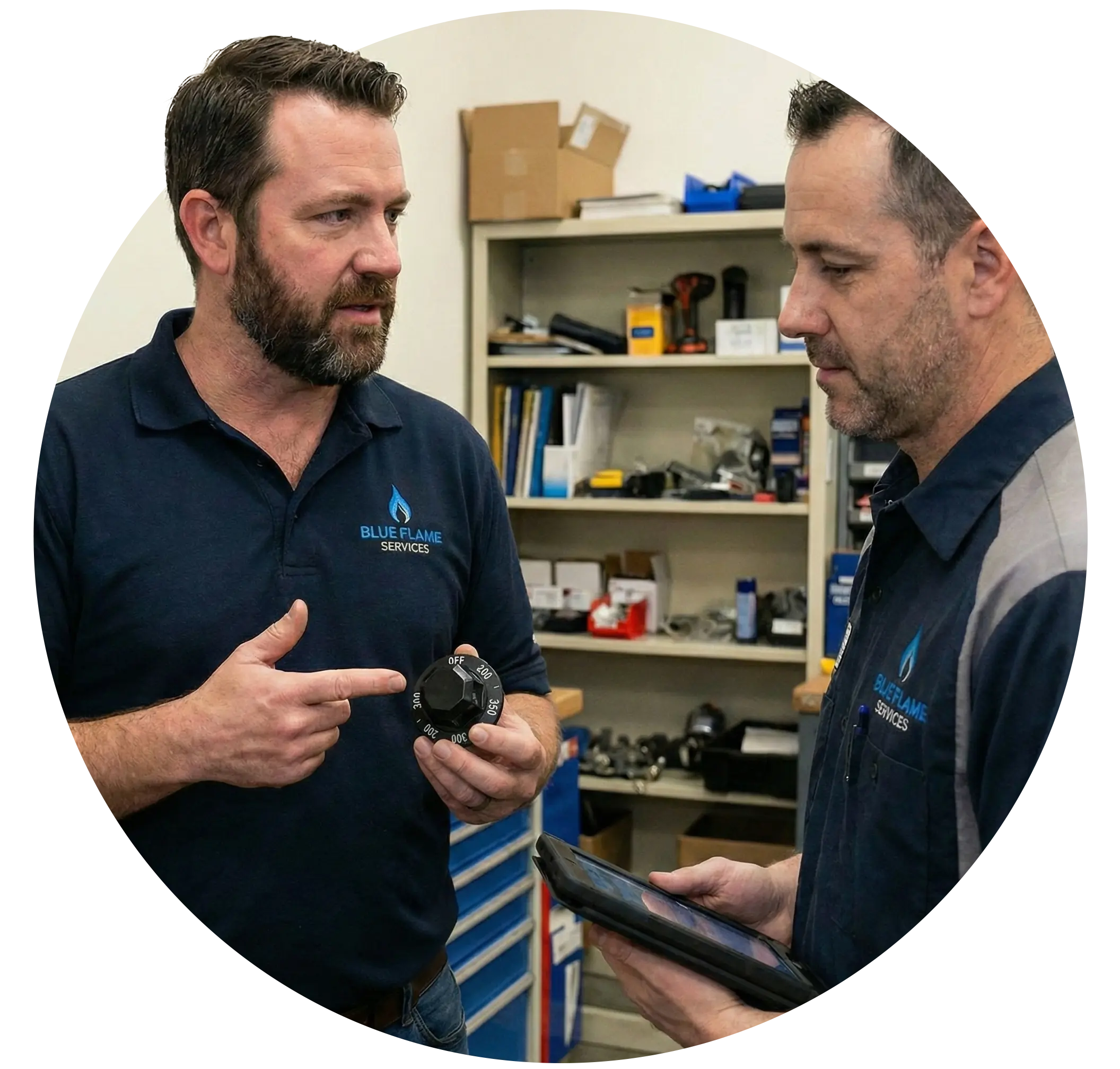 Business owner talking to client